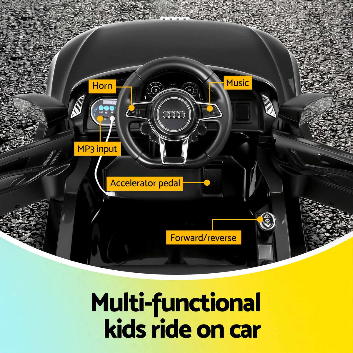 Kids Ride On Car Audi R8 Licensed Sports Electric Toy Cars Black - Image 5