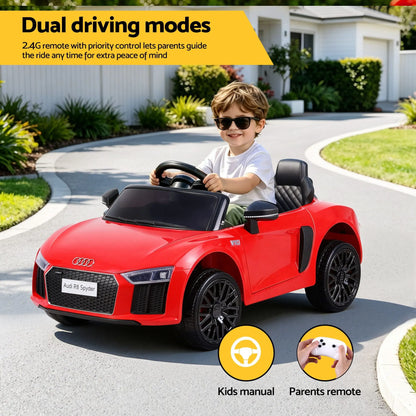 Ride On Car Licensed Audi R8 12V Electric Car for Kids Battery Red - Image 4