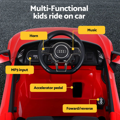 Ride On Car Licensed Audi R8 12V Electric Car for Kids Battery Red - Image 5