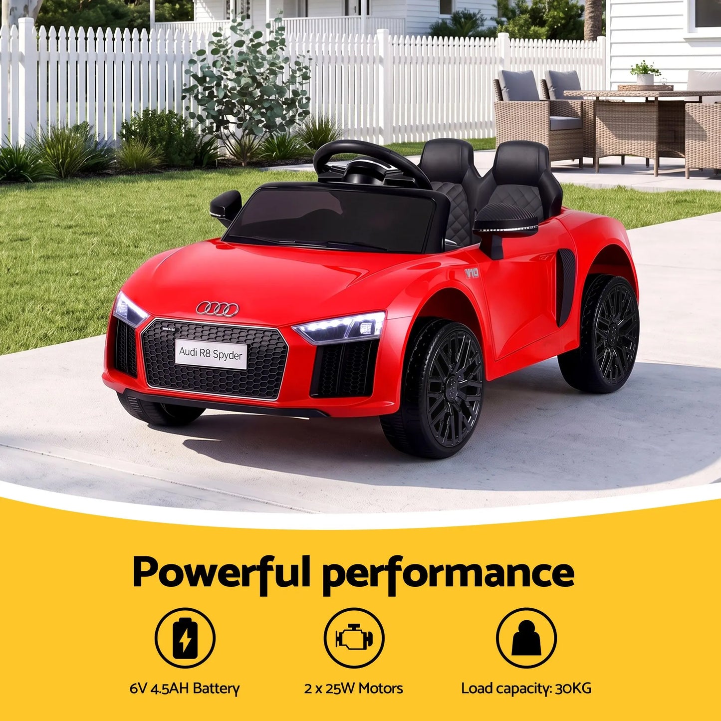 Ride On Car Licensed Audi R8 12V Electric Car for Kids Battery Red - Image 7