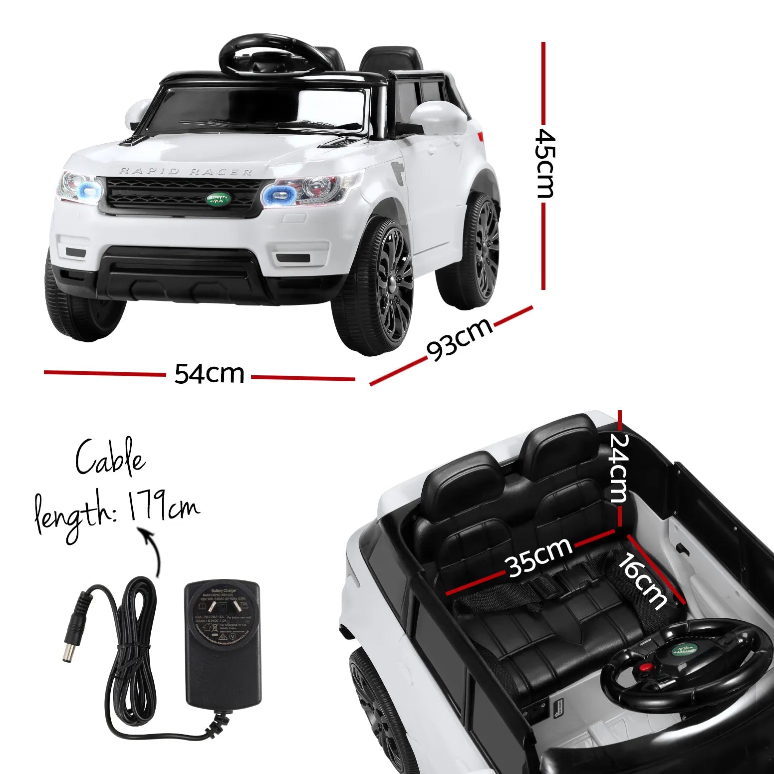 Rigo Kids Electric Ride On Car SUV Range Rover-inspired Cars Remote 12V White - Image 2