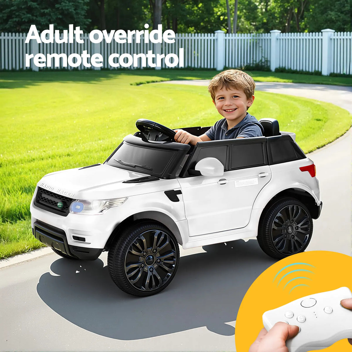 Rigo Kids Electric Ride On Car SUV Range Rover-inspired Cars Remote 12V White - Image 6