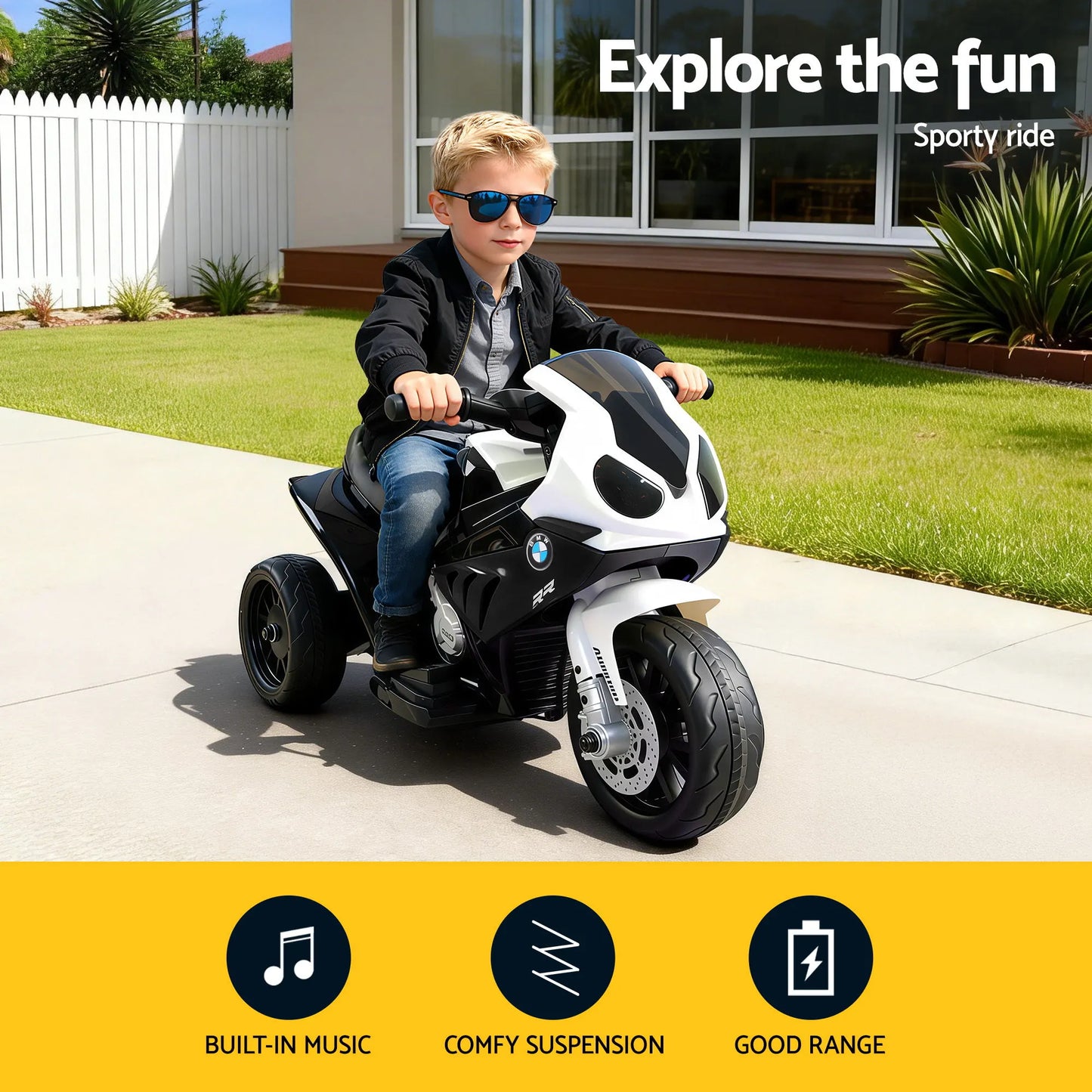 Kids Ride On Car Electric Ride On Cars Motorcycle Motorbike BMW Licensed S1000RR Black - Image 4