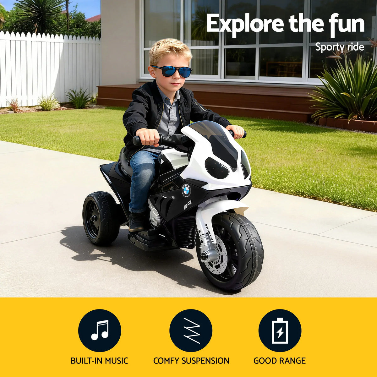 Kids Ride On Car Electric Ride On Cars Motorcycle Motorbike BMW Licensed S1000RR Black - Image 4