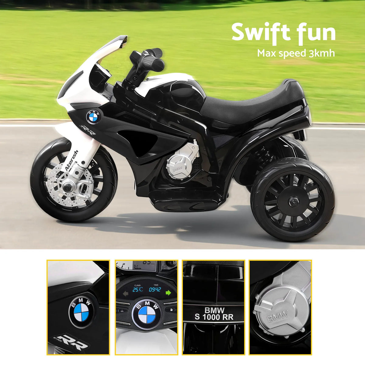 Kids Ride On Car Electric Ride On Cars Motorcycle Motorbike BMW Licensed S1000RR Black - Image 8