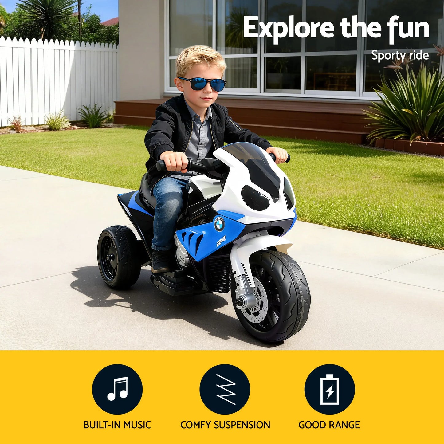 Kids Electric Ride On Car Police Motorcycle Motorbike BMW Licensed S1000RR Blue - Image 4