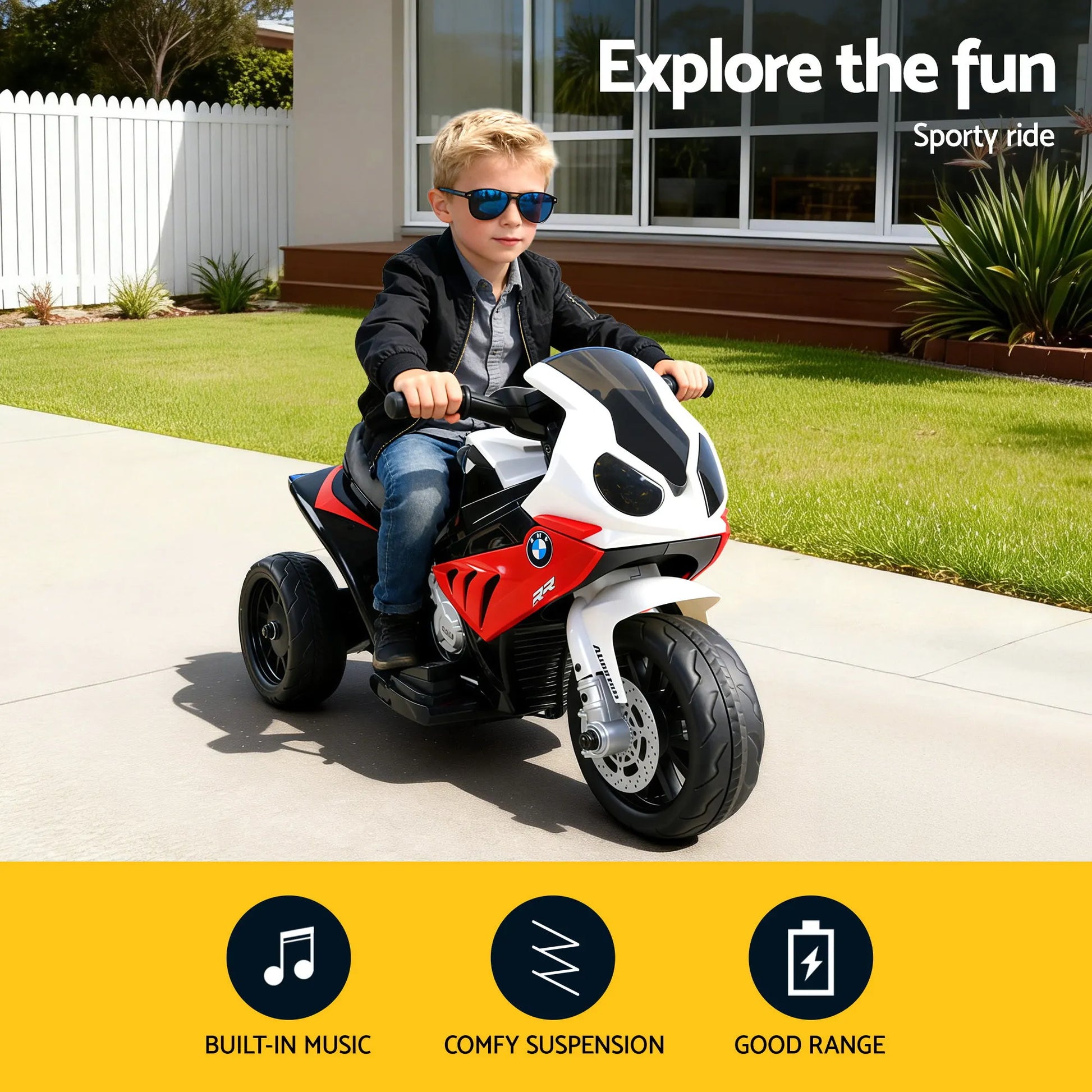 Kids Electric Ride On Car Police Motorcycle Motorbike BMW Licensed S1000RR Red - Image 4