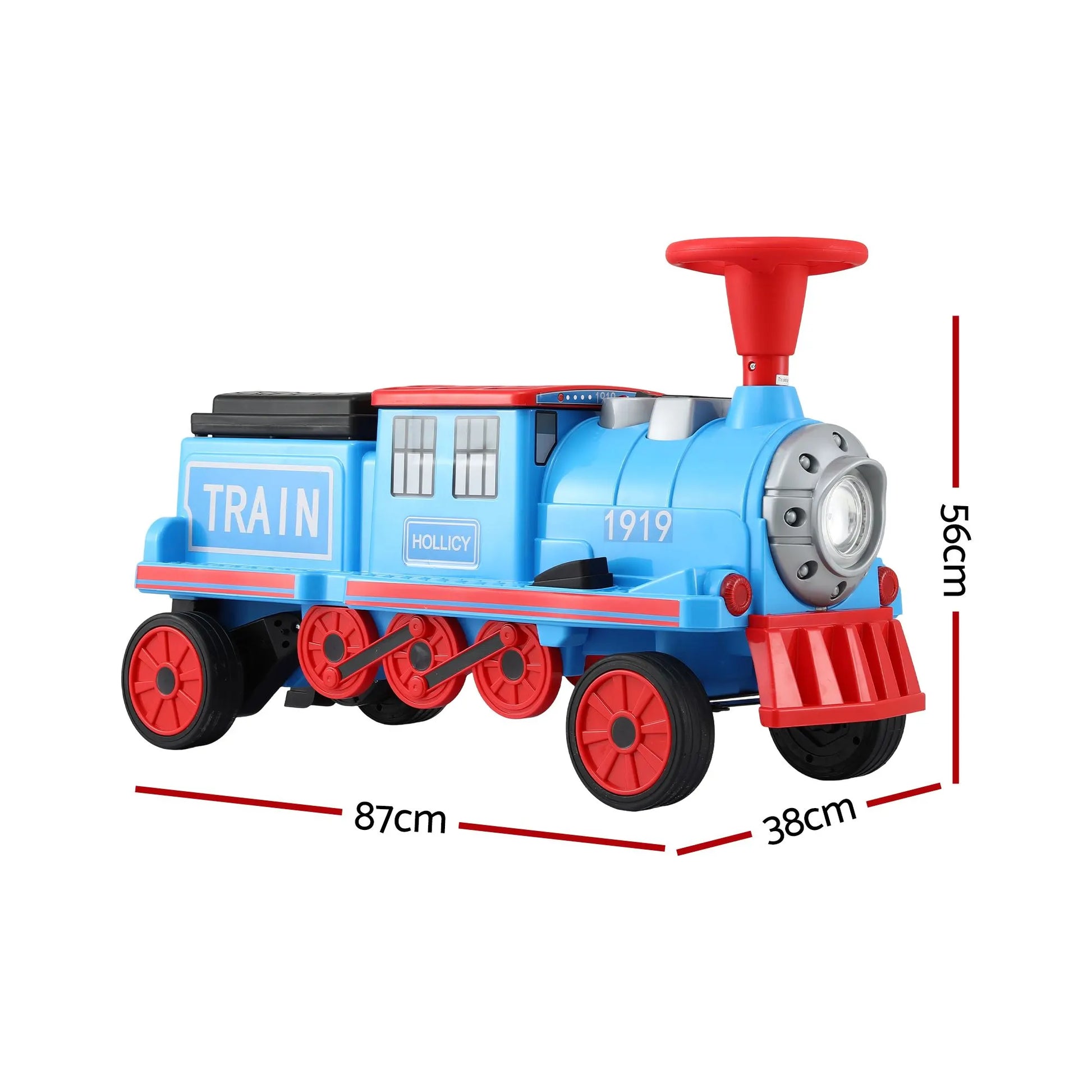 Rigo Kids Ride on Car Train 12V Electric Toy 2 Seaters Storage 87cm Blue - Image 2