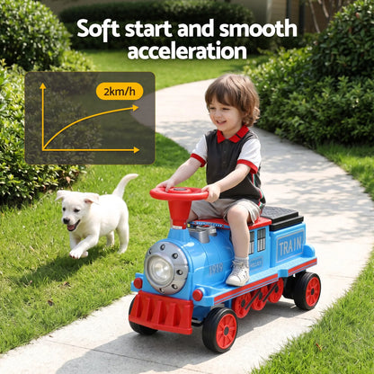 Rigo Kids Ride on Car Train 12V Electric Toy 2 Seaters Storage 87cm Blue - Image 5