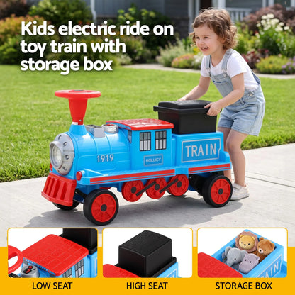 Rigo Kids Ride on Car Train 12V Electric Toy 2 Seaters Storage 87cm Blue - Image 6