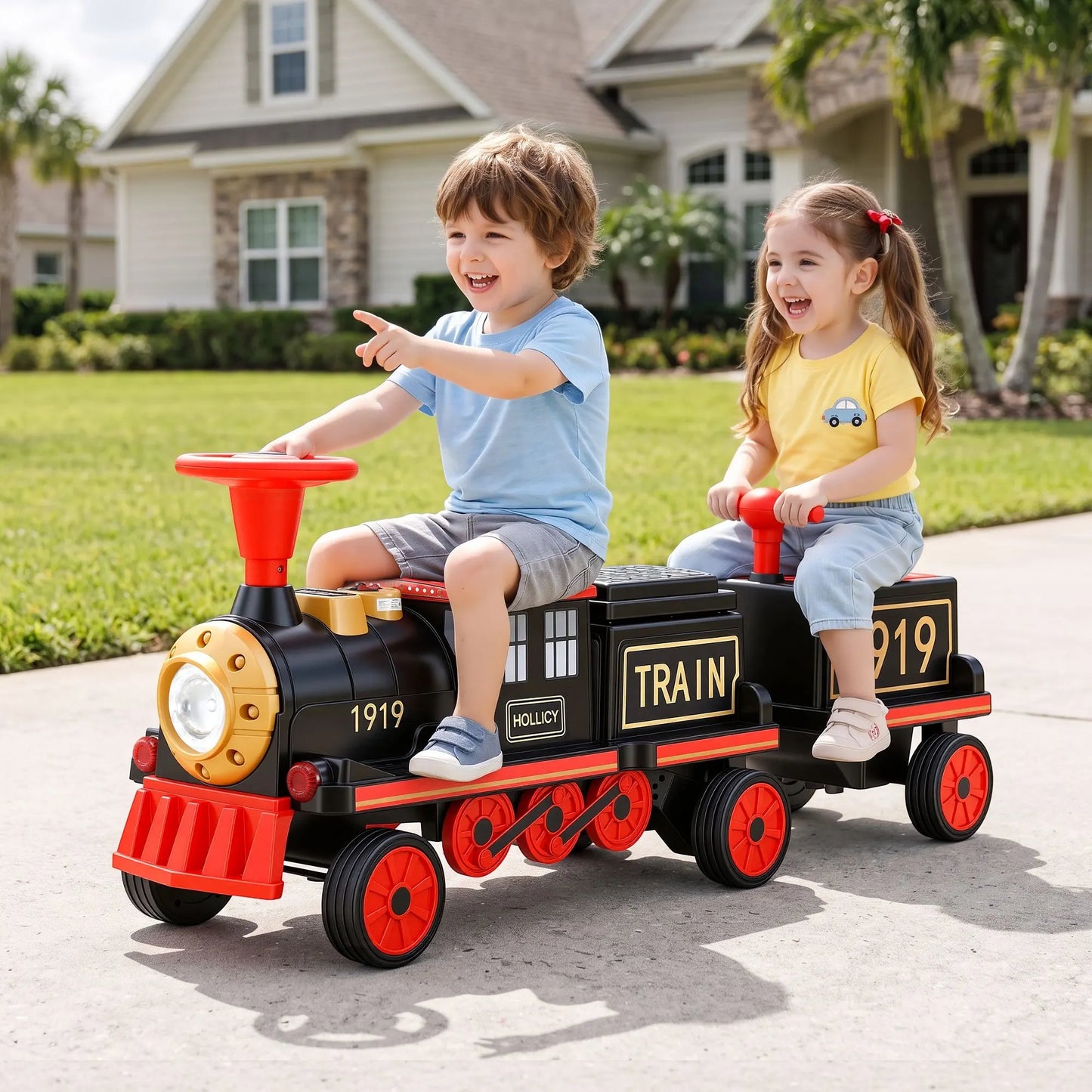 Rigo Kids Ride on Car Train 12V Electric Toy 2 Seater 136cm