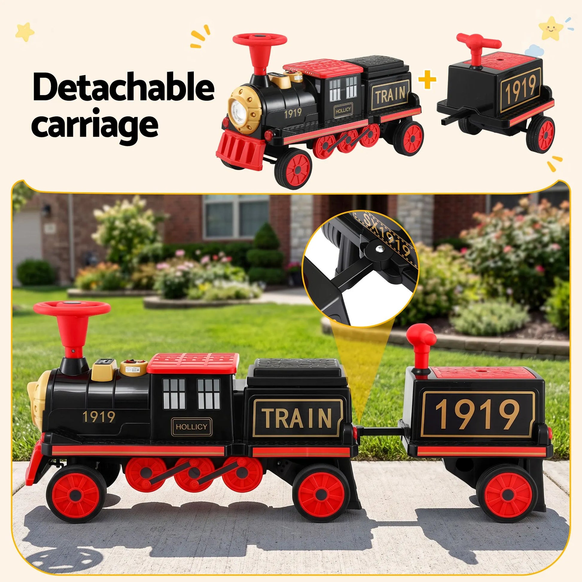 Rigo Kids Ride on Car Train 12V Electric Toy 2 Seater 136cm - Image 4