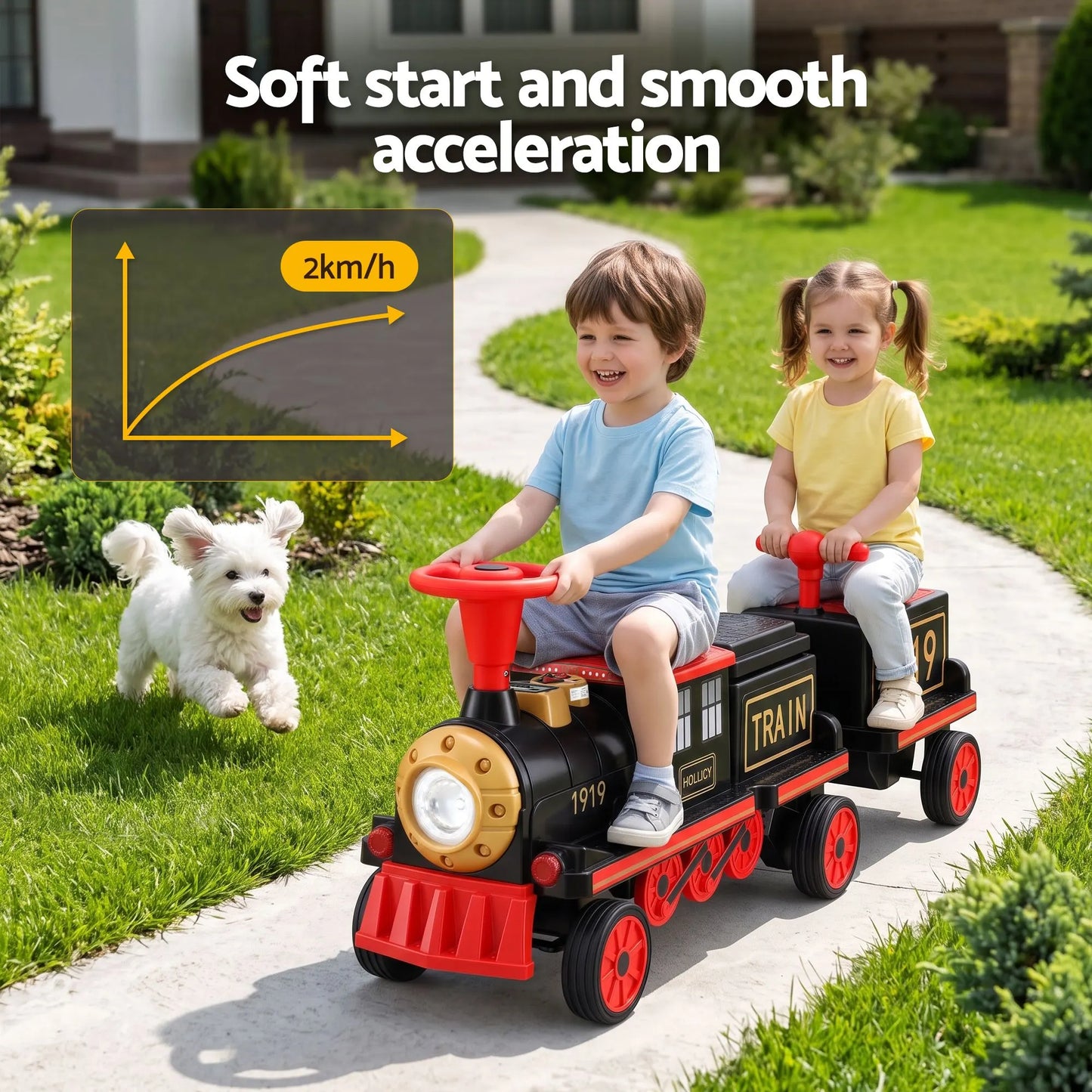 Rigo Kids Ride on Car Train 12V Electric Toy 2 Seater 136cm - Image 5