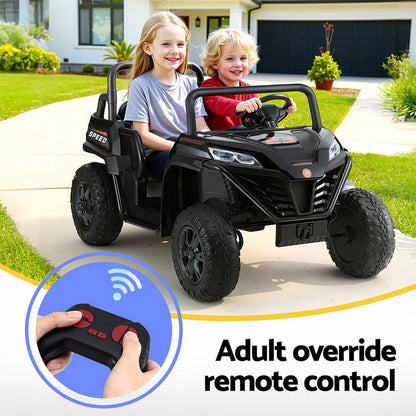 Rigo Kids Ride On Car Electric Toys Cars Headlight Music Remote Control Black - Image 2
