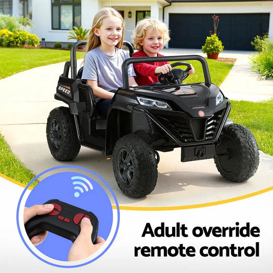 Rigo Kids Ride On Car Electric Toys Cars Headlight Music Remote Control Black - Image 2