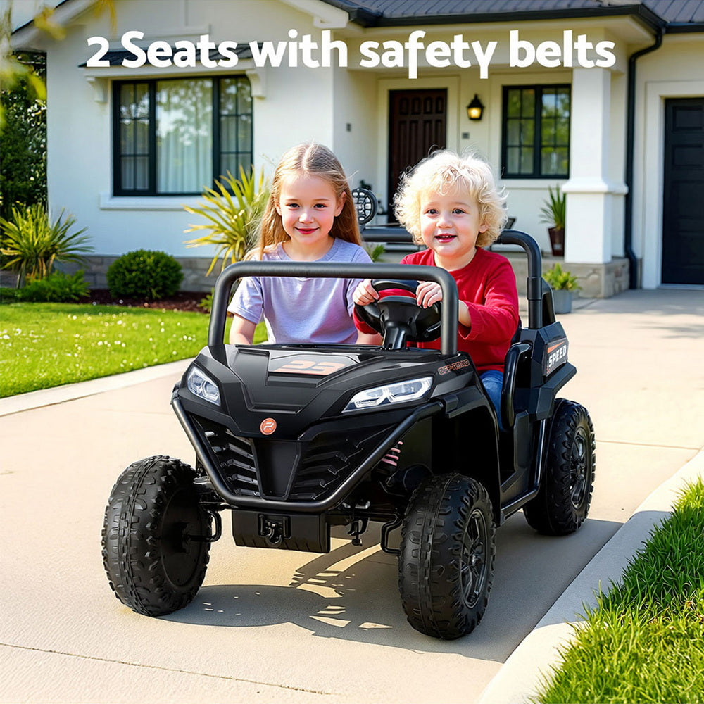 Rigo Kids Ride On Car Electric Toys Cars Headlight Music Remote Control Black - Image 6
