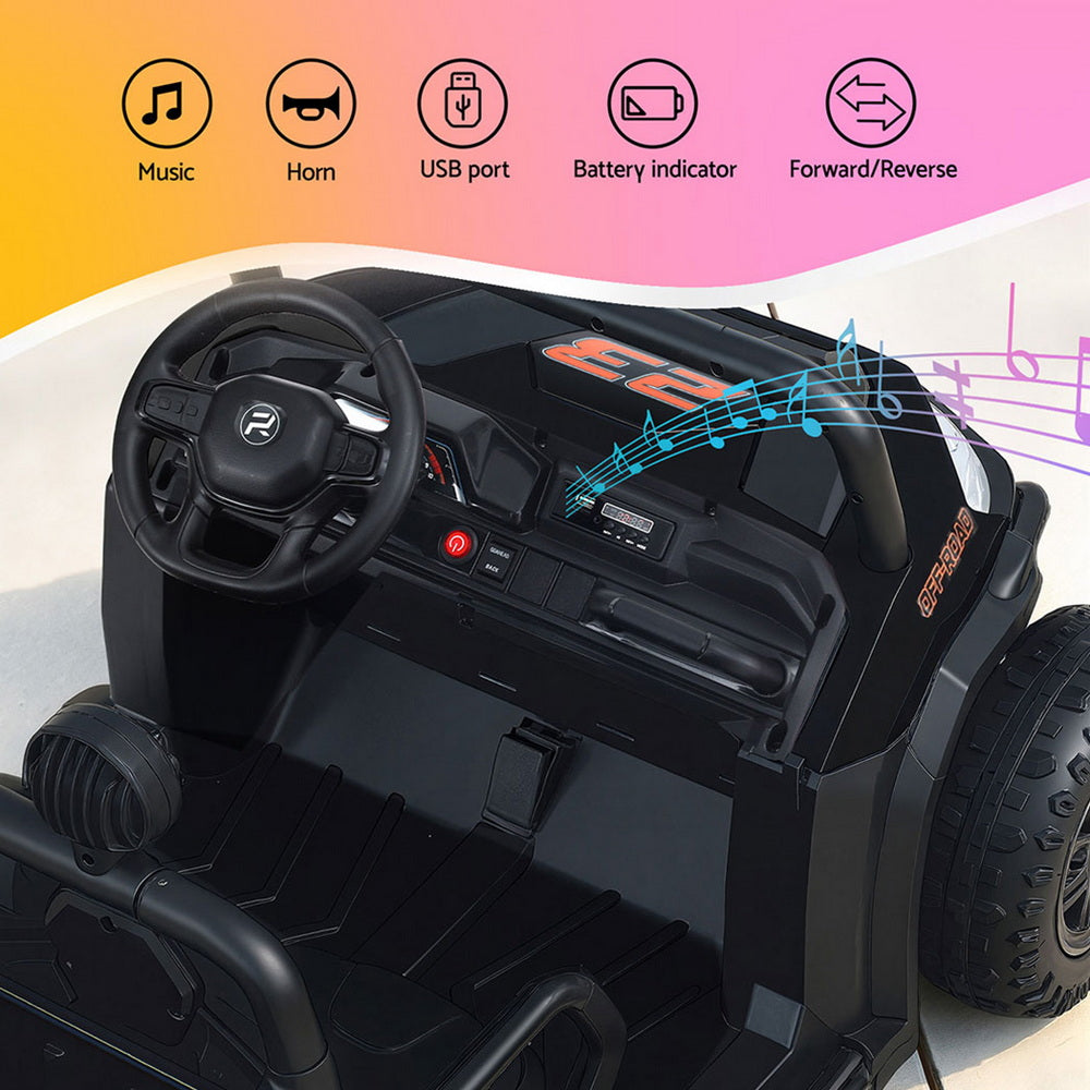 Rigo Kids Ride On Car Electric Toys Cars Headlight Music Remote Control Black - Image 7