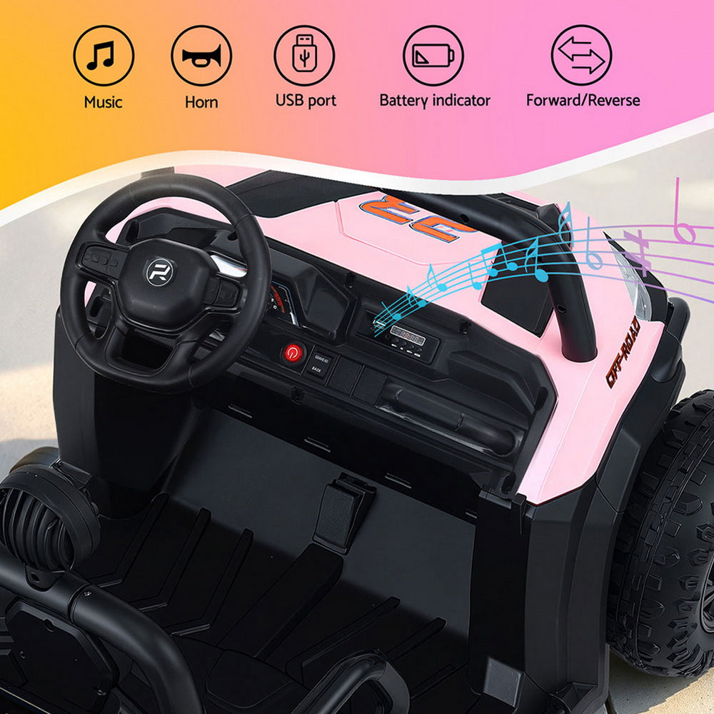 Rigo Kids Ride On Car Electric Toys Cars Headlight Music Remote Control Pink - Image 6