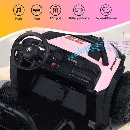 Rigo Kids Ride On Car Electric Toys Cars Headlight Music Remote Control Pink - Image 6