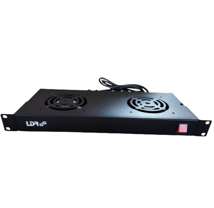 LDR 2 Way Rackmountable Fan Kit with power switch - 2x Fans - 1U Size - Black Metal Construction...