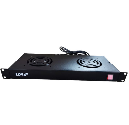 LDR 2 Way Rackmountable Fan Kit with power switch - 2x Fans - 1U Size - Black Metal Construction...