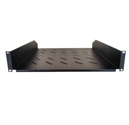 LDR Cantilever 2U Shelf, 452mm Depth, Ideal for 19' 1000mm Deep Cabinets - Black Metal Constructi...