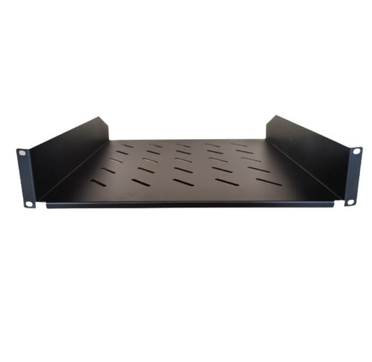 LDR Cantilever 2U Shelf, 452mm Depth, Ideal for 19' 1000mm Deep Cabinets - Black Metal Constructi...