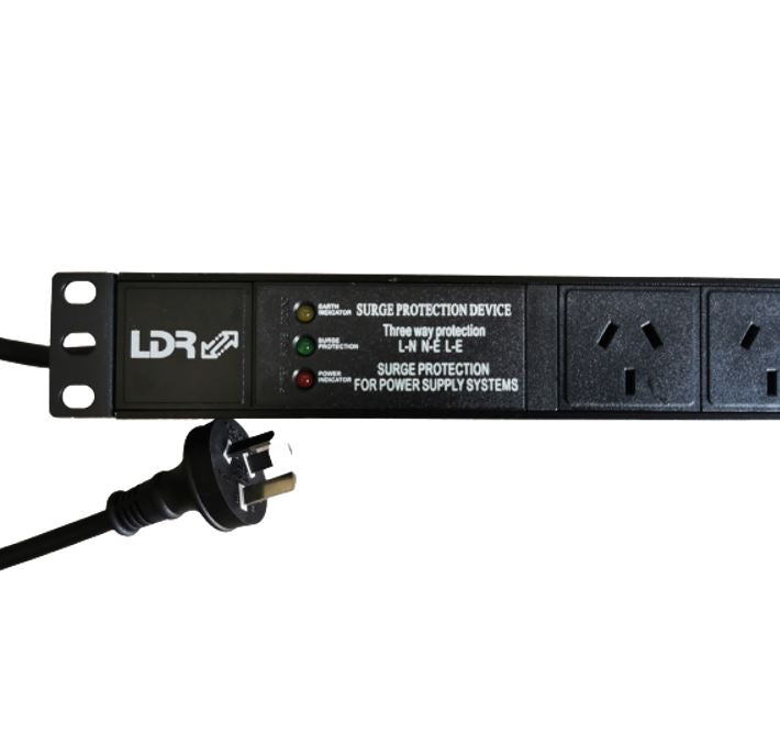 LDR 6-Port 10A Power Distribution Unit AU Approved - 6x 3-Pin AU/NZ Outlets/Slots - 1U Horizontal... - Image 2