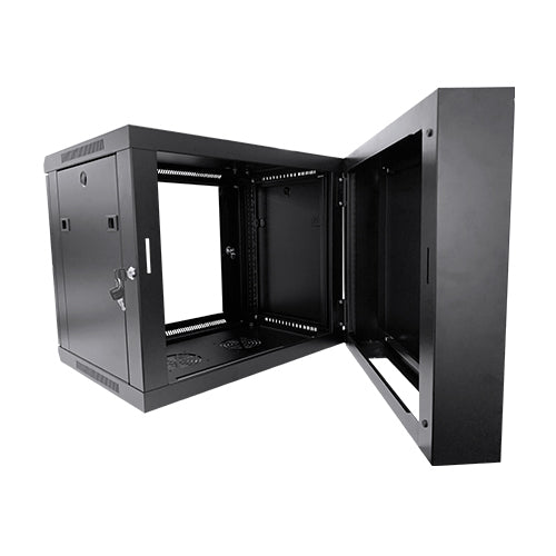 LDR Assembled 6U Hinged Wall Mount Cabinet (600mm x 550mm) Glass Door - Black Metal Construction... - Image 2