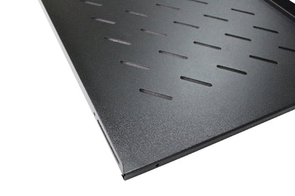 LDR Fixed 1U 550mm Deep Shelf Recommended for 19' 800mm Deep Cabinet - Black Metal Construction