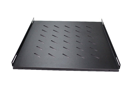 LDR Fixed 1U 550mm Deep Shelf Recommended for 19' 800mm Deep Cabinet - Black Metal Construction