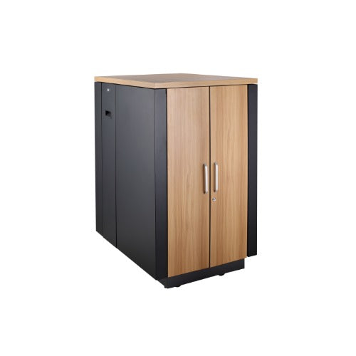 LDR Assembled Soundproof 18U Cabinets ( Black and Wood Color), 3 Pcs Low Noise Fans,2pcs Side Pan...