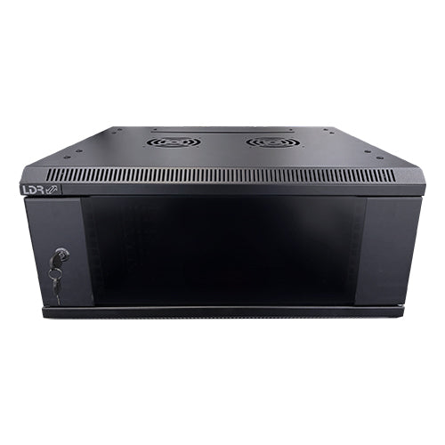 LDR Assembled 4U Wall Mount Cabinet (600mm x 450mm) Glass Door - Black Metal Construction - Top F... - Image 3