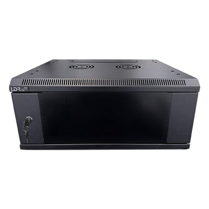 LDR Assembled 4U Wall Mount Cabinet (600mm x 450mm) Glass Door - Black Metal Construction - Top F... - Image 3