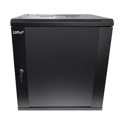 LDR Assembled 9U Wall Mount Cabinet (600mm x 450mm) Glass Door - Black Metal Construction - Top F... - Image 3
