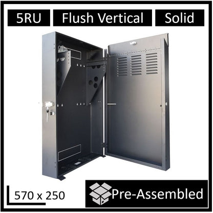 LDR Assembled 5U Flush Wall Mount Vertical Cabinet (570mm x 250mm) - 4U Rack For Gear  2U Mount F...