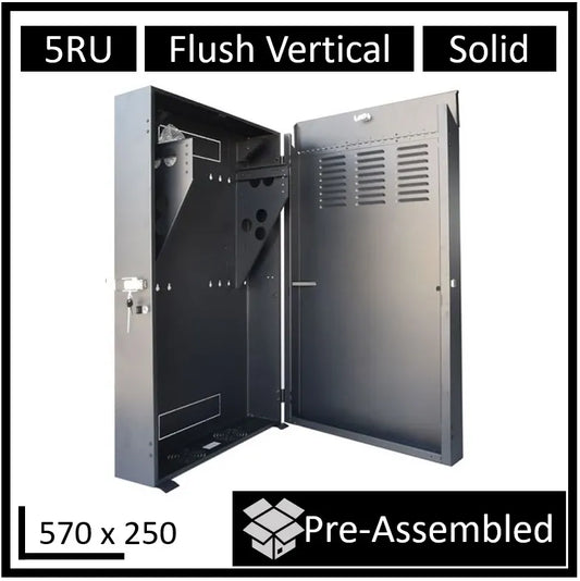 LDR Assembled 5U Flush Wall Mount Vertical Cabinet (570mm x 250mm) - 4U Rack For Gear  2U Mount F...