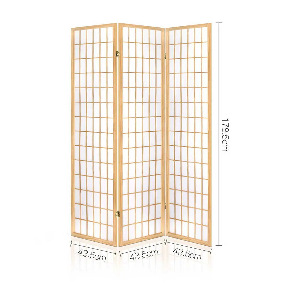 Artiss 3 Panel Room Divider Screen 131x179cm Natural - Image 2