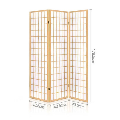 Artiss 3 Panel Room Divider Screen 131x179cm Natural - Image 2