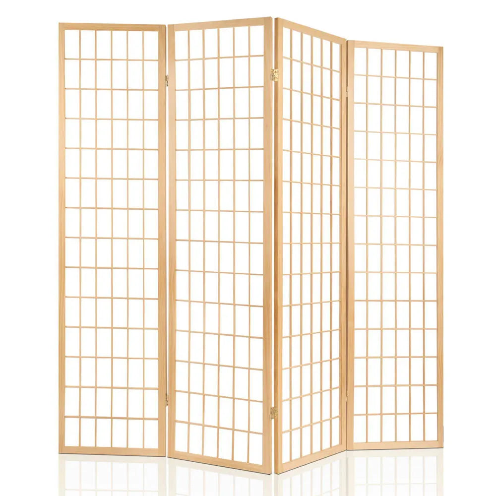 Artiss 4 Panel Room Divider Screen 174x179cm Natural - Image 3