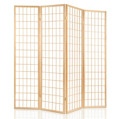 Artiss 4 Panel Room Divider Screen 174x179cm Natural - Image 3