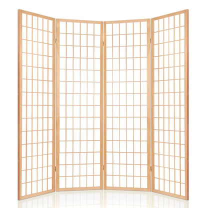 Artiss 4 Panel Room Divider Screen 174x179cm Natural - Image 4
