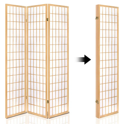 Artiss 4 Panel Room Divider Screen 174x179cm Natural - Image 5