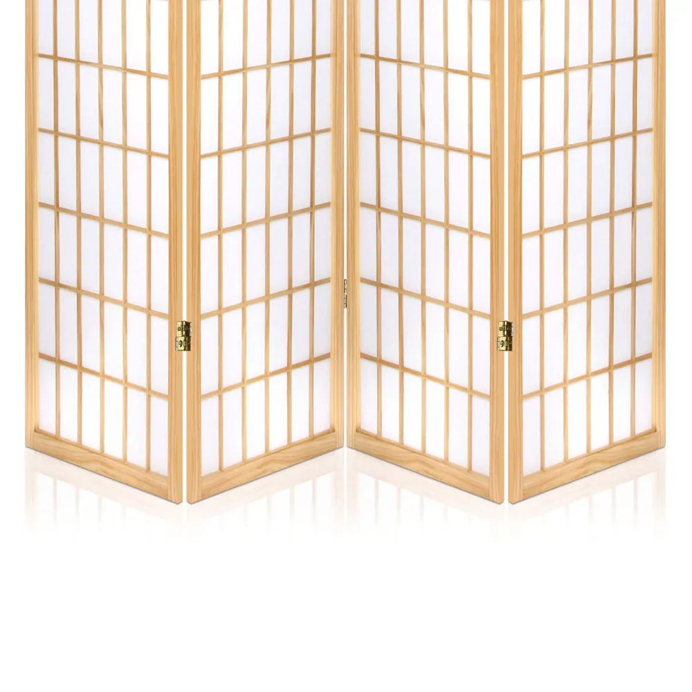 Artiss 4 Panel Room Divider Screen 174x179cm Natural - Image 6