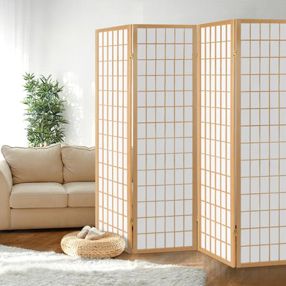 Artiss 4 Panel Room Divider Screen 174x179cm Natural - Image 7