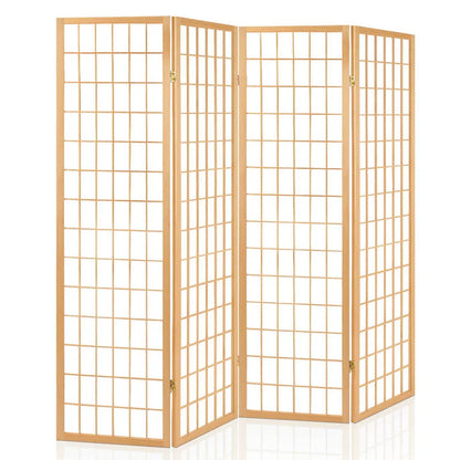 Artiss 4 Panel Room Divider Screen 174x179cm Natural - Image 8