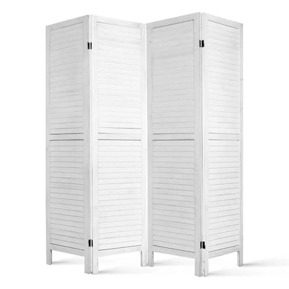 Artiss 4 Panel Room Divider Screen 163x170cm Louver White - Image 3