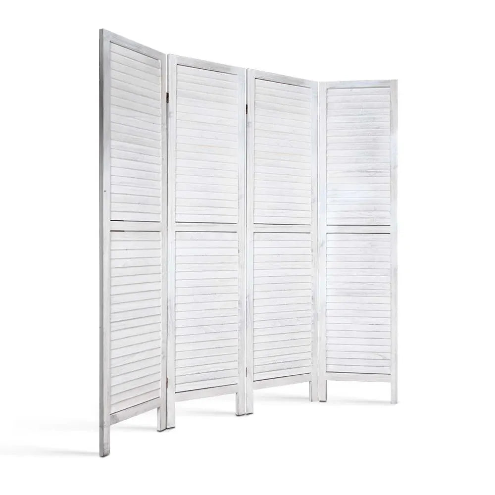 Artiss 4 Panel Room Divider Screen 163x170cm Louver White - Image 4