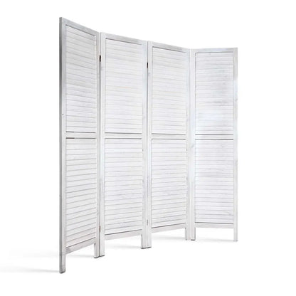 Artiss 4 Panel Room Divider Screen 163x170cm Louver White - Image 4