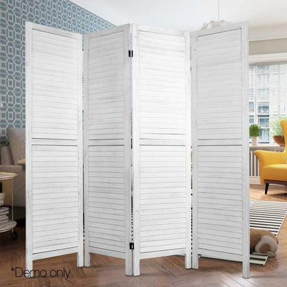Artiss 4 Panel Room Divider Screen 163x170cm Louver White - Image 6